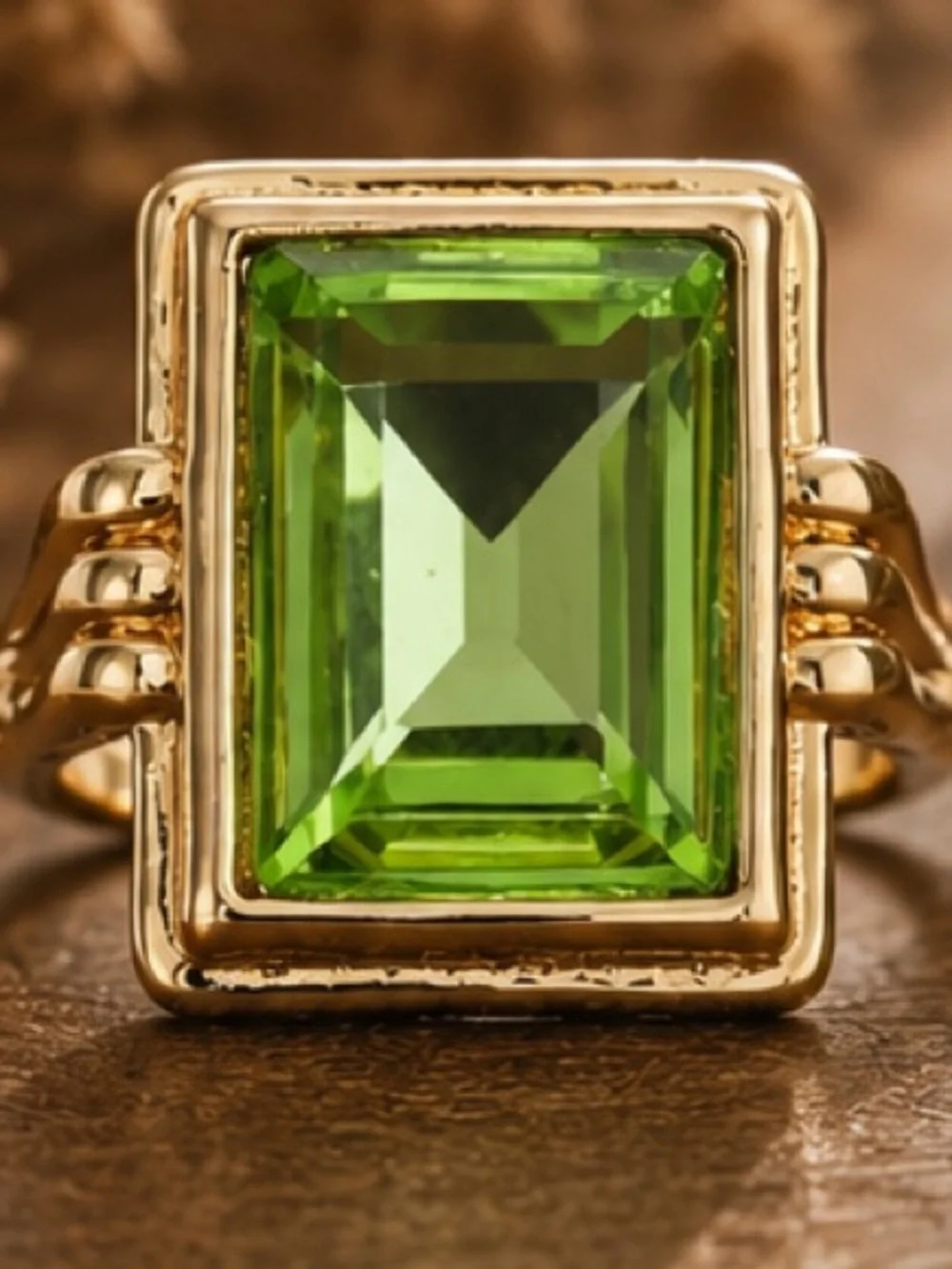 Green Emerald Cut Statement Ring